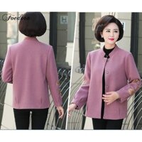 Áo khoác trung niên cao cấp ,mới nhất 2022- Áo khoác len dạ cực đẹp thêu hoa cánh tay chất dạ mềm mại