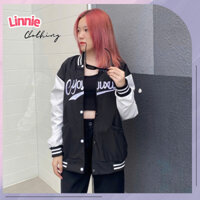 Áo khoác unisex bomber Linnie Áo khoát dù form rông thêu họa tiết cá tính vải thoáng mát LNK01