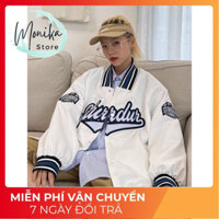 Áo khoác unisex kiểu bomber STURDUR hai màu đen trắng rất dễ phối đồ. Áo khoác nam nữ mặc đôi đẹp K091 MONIKA