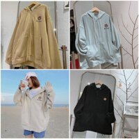 Áo Khoác Unisex Nỉ Bông Thêu Gấu Brown Nam nữ RẺ ĐẸP Áo Hoodie Kiểu Thun Tay Dài Rộng Chống Nắng Couple Jackets - Đen ÁO KHOÁC HOODIE,FREESIZE