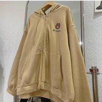 Áo Khoác Unisex Nỉ Bông Thêu Gấu Brown Nam nữ RẺ ĐẸP Áo Hoodie Kiểu Thun Tay Dài Rộng Chống Nắng Couple Jackets - BE,FREESIZE