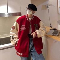 Áo khoác varsity jacket , áo khoác bóng chày form rộng chữ B basic