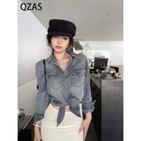 Áo khoác + váy Denim dài tay Qzas 90375