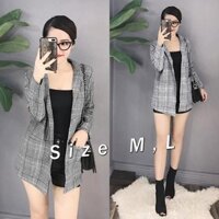 Áo khoác vest 2 lớp kẽ sọc caro 2 túi xinh xắn