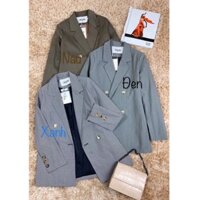 Áo khoác vest blazer công sở nữ caro dài tay 2 lớp đen nâu xanh (không kèm chân váy)