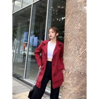 Áo Khoác Vest Blazer Nữ, Áo Khoác Dáng Dài Chất Dạ 2 Lớp Màu Đỏ Mận Phong Cách Hàn Quốc