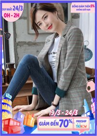Áo khoác vest, blazer nữ cao cấp phong cách Hàn Quốc NA72 - sọc caro,XL
