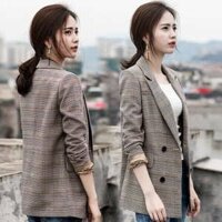 Áo Khoác Vest, Blazer Nữ NA23 Sọc Caro Cao Cấp có đệm vai - 3XL