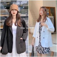 Áo khoác vest blazer nữ phong cách hàn quốc 2 túi dán chất cao cấp - be,S<52kg