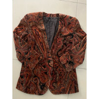Áo khoác vest chất len, hoạ tiết vintage, hàng si Nhật