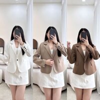 Áo Khoác Vest Dáng Lửng Hai Lớp Chất Chéo Hàn Ép Keo Có Đệm Vai [Nguyễn Ngọc Diễm]