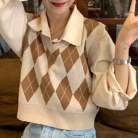 Áo Khoác vest Dệt Kim Cổ Chữ v Thời Trang Xuân Thu 2023 Mới Phong Cách vintage Cho Nữ