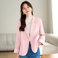 Áo khoác vest màu hồng, áo khoác nữ cao cấp, áo giản dị dáng nhỏ mùa thu mẫu mới 2024, suit nhỏ được ưa chuộng năm nay