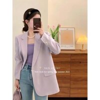 Áo khoác vest màu tím áo đơn giản kiểu dáng Hàn Quốc cao cấp phong cách isn cho nữ áo vest hai bên ngực thường ngày dành cho người thiểu số