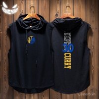 Áo khoác vest mùa hè bóng rổ nam có mũ, áo khoác không tay dáng rộng màu đen thể thao Bucks
