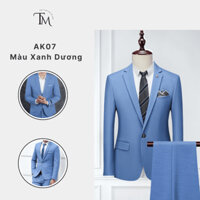 Áo Khoác Vest Nam Thanh Niên Màu Xanh Dương, Phong Cách Thời Trang Thời Thượng, Tặng Kèm GHIM CÀI/ CAVAT