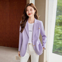 Áo khoác vest nhỏ màu tím Áo vest người nhỏ giản dị HOT HOT trên mạng đường phố cảm giác cao cấp mẫu mới 2024 xuân thu cho nữ