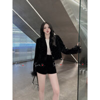 Áo khoác vest Nhung đá Tay lông Mùa đông