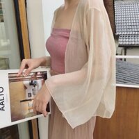 Áo Khoác Voan Mỏng Dáng Ngắn Thời Trang Mùa Hè Dành Cho Nữ Chống nắng Khăn choàng voan hka019