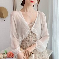 Áo Khoác Voan Mỏng Nhẹ Chống Nắng Kèm Váy Hai Dây Thời Trang Mùa Hè#0224