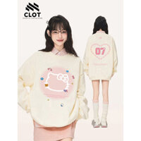 Áo Khoác xinh Hello Kitty nữ quả mơ form rộng áo dài tay sweater cute CLOT local brand