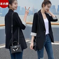 Áo Khoác Xuân Thu Dài Tay 1Chic Nhỏ Phù Hợp Với Áo Khoác Nữ Màu Đen Ba Phần Tư Tay Xuân Thu Phong Cách Mới Thường Ngày Mỏng Hơn Nhìn Phù Hợp Với Phong Cách Dày Hàng Đầu