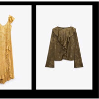 Áo khoác ZARA màu xanh họa tiết