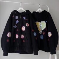 Áo Khoác Zip Kéo Form Rộng ICON GAME CUTE - Đen game - M
