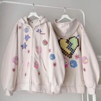 Áo Khoác Zip Kéo Form Rộng ICON GAME CUTE - Be game - L