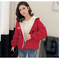Áo khoác,áo khoác lông cừu,áo khoác nữ fomr rộng,áo phao nữ Hàn Quốc