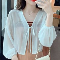 Áo khoác✨Cardigan Voan Váy Tất Cả Trận Đấu Áo Nữ 25.4.2 Khăn Choàng Nhỏ 3897 Bên Ngoài Sling Bộ Sưu Tập Rời Người Chống Nắng Quần Áo Mùa Hè WQQR