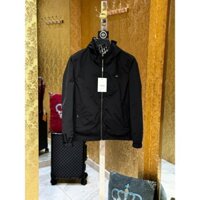 Áo khoác mũ trùm gió Dior 2 mặt Đen trơn phối họa tiết logo chữ Trắng logo Ong ngực LA [ Hàng QC VIP ]