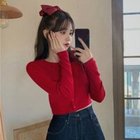 Áo Khońc Cardigan Tay Dài Dáng Ngắn Dành Cho Áo Len Croptop Nữ