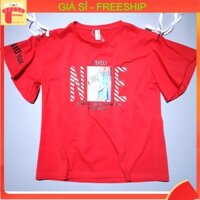 Áo kiểu bé gái 8-16 tuổi tay loe in chữ NIKE, Áo cộc tay cho bé hàng Quảng Châu cao cấp vải cotton co giãn