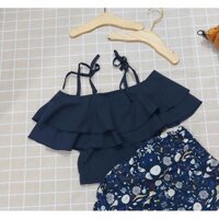 Áo kiểu bèo 2 tầng xanh đen 2793