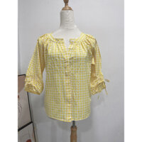 ÁO KIỂU CARO TAY LỬNG CỔ TRỤ