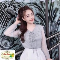 Áo Kiểu Cổ Bèo Thắt Nơ Trước Ngực Xinh Xắn