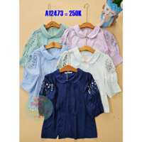 Áo kiểu cổ lá sen tay thêu hoa