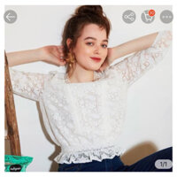 Áo Kiểu Cổ Vuông Dáng Ngắn Croptop 2 Lớp Phối Ren Bo Thun CACHE CACHE Hàng Xuất Xịn Chất Cao Cấp Mịn Đẹp Trắng