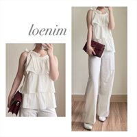 Áo Kiểu Cổ Yếm Cột Nơ Bèo Tầng Chất Vải Đũi A003