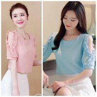 Áo Kiểu Công Sở Tay Bèo Khoét Vai Điệu Đà BY6381