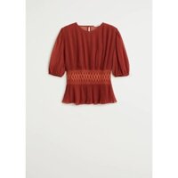 Áo kiểu dập li cam Mango size L newtag chính hãng (form nhỏ như M)