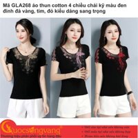 Áo kiểu đen đính đá áo thun nữ thêu big size GLA268 Cuocsongvang