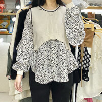 Áo kiểu gile len phối voan da beo 2hand