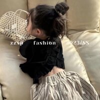 Áo Kiểu Không Tay Nhún Bèo Xinh Xắn Cho Bé Gái