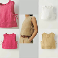 Áo kiểu linen form lửng thắt nơ Masimo Duti COBÉ