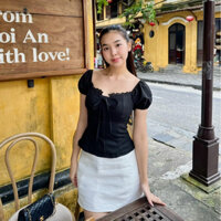 Áo Kiểu Linen Viền Ren Tay Bo - Rattit Top