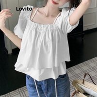 Áo kiểu Lovito cơ bản màu trơn thường ngày cho nữ LNE21139 (Màu mơ)