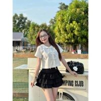 Áo kiểu nữ Áo crop linen cổ sen CHIBEST HAA36