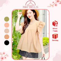 Áo Kiểu Nữ Baby Doll Tay Bèo Cánh Tiên Cổ Tròn, Áo Nữ Tay Cánh Tiên Nhiều Màu,Áo Bầu Dễ Thương